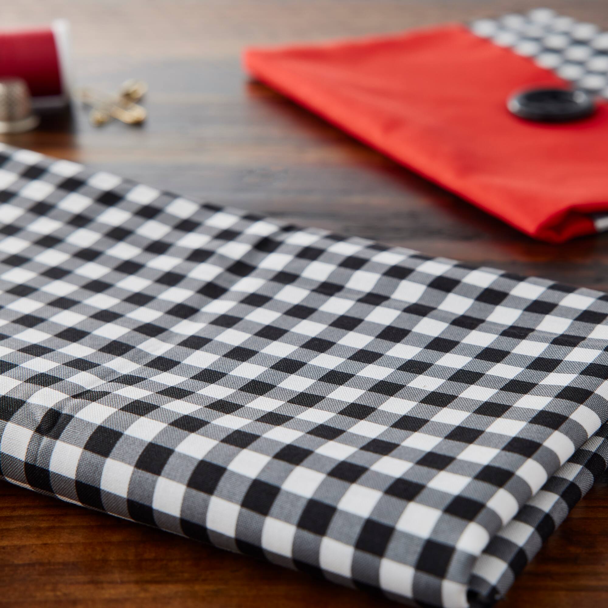 Camelot Fabric Mixology Black Gingham Cotton Home Décor Fabric